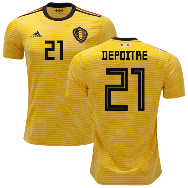 Belgium #21 Depoitre Away Kid Soccer Country Jersey - Click Image to Close